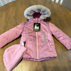 Pink Hooded Winter Jacket with Hat